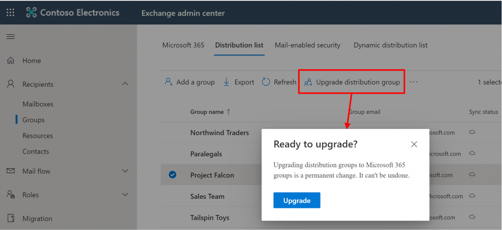 distribution list通讯组列表升级到 Microsoft 365 group